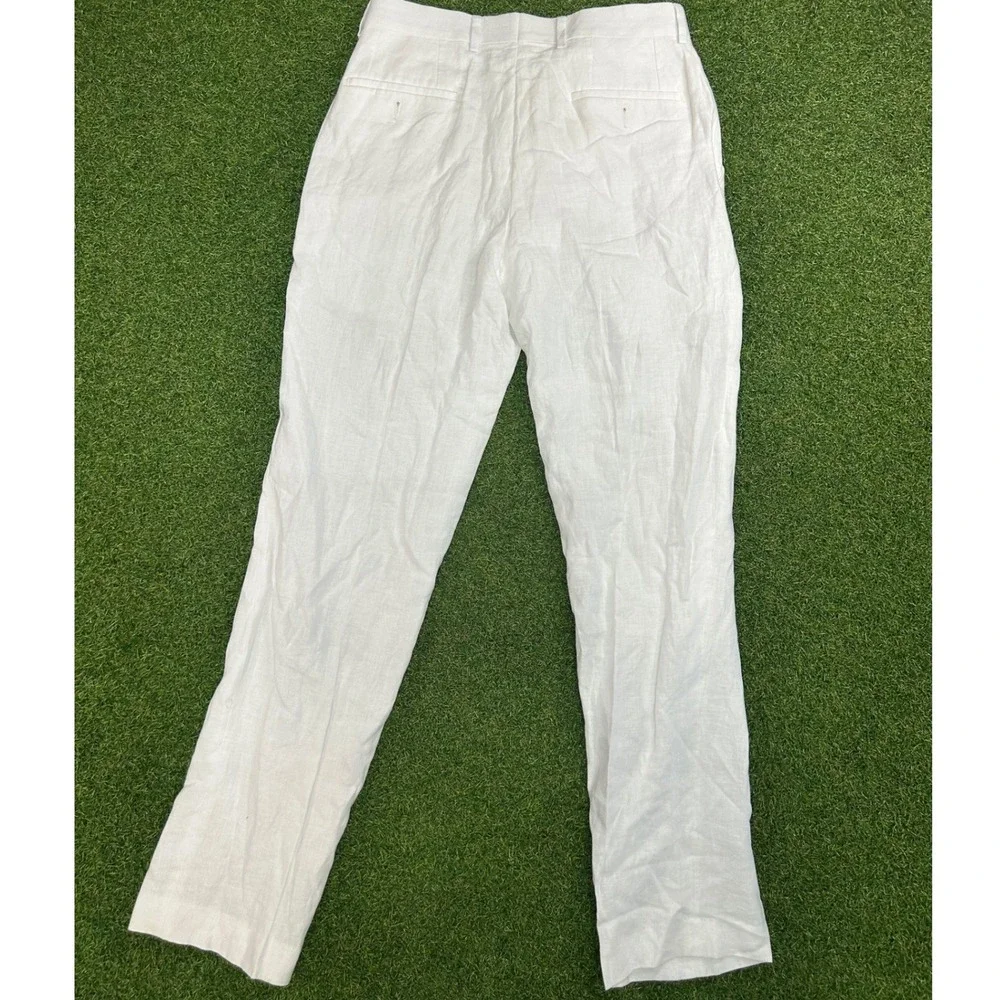 Bar III Mens 30x32 Slim Fit 100% Linen Dress Pants White Summer Trousers